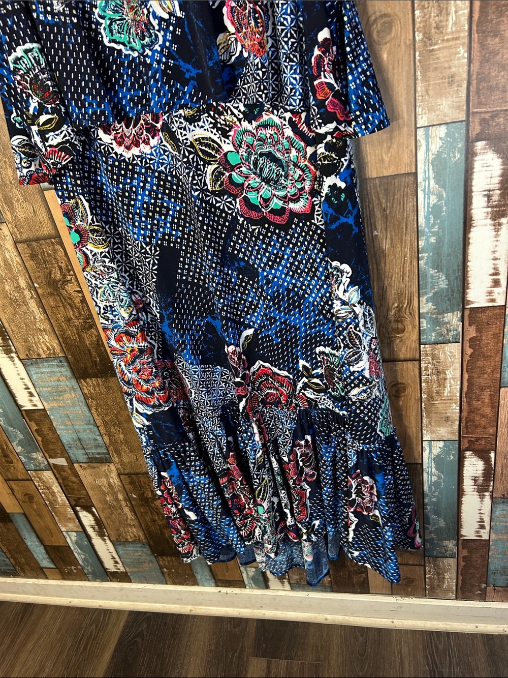 Rafaella Navy Floral & Multicolor Print Midi Dress - Picture 13 of 16